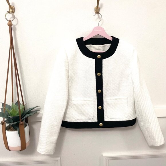 NWT J Crew Factory Black and White Tweed Lady  Jacket Size 8 BS928 - Picture 2 of 7